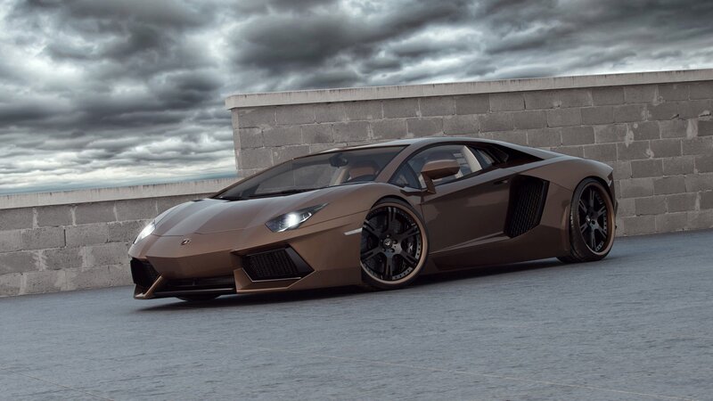 Brown Lamborghini sports car