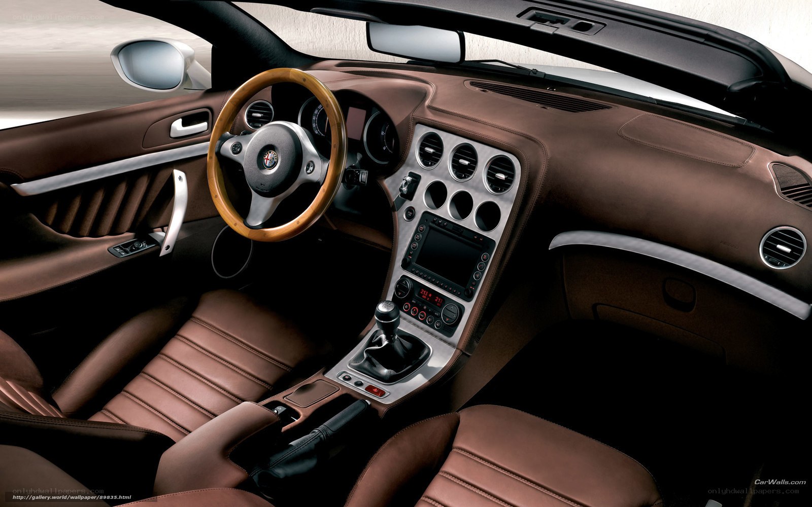 Brown leather car interior
