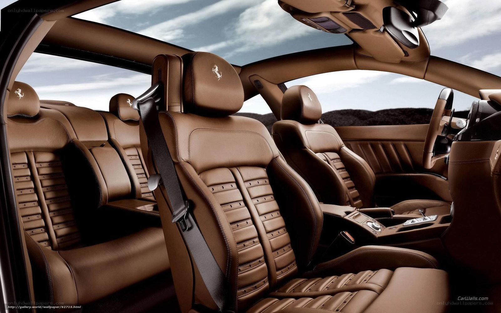 Brown leather car interior