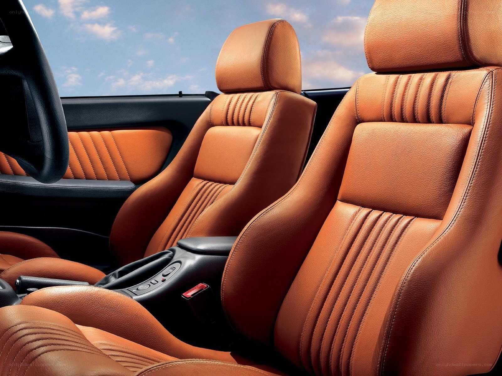 Brown leather car seats