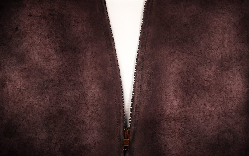 brown leather jacket zipper