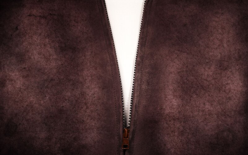 brown leather jacket zipper