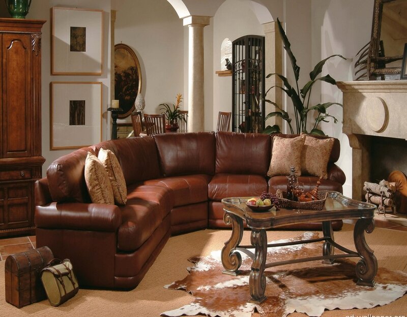 Brown Leather Sectional Sofa — Cozy