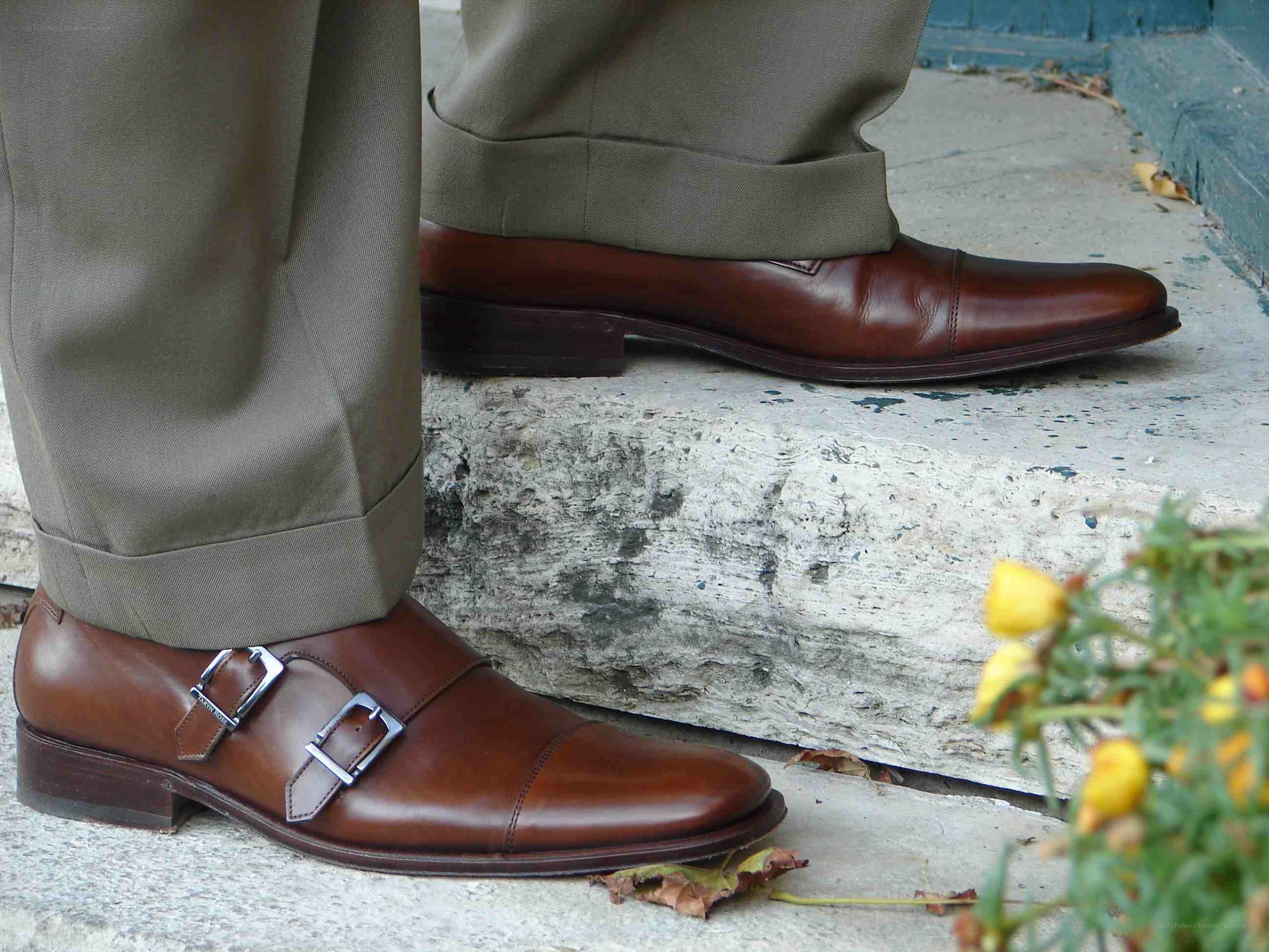 brown leather shoes with buckles