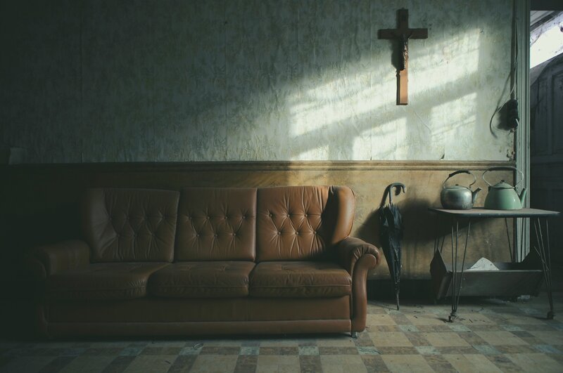 Brown Leather Sofa — Dramatic