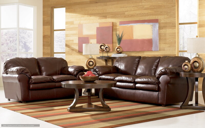 Brown Leather Sofa Set — Calm, Afternoon