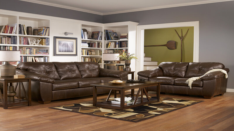 Brown Leather Sofa Set — Calm