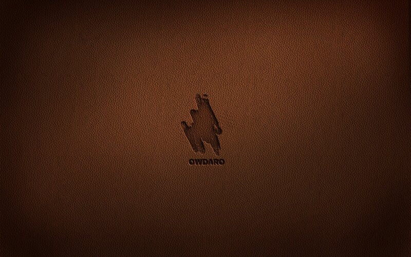 brown leather texture with logo