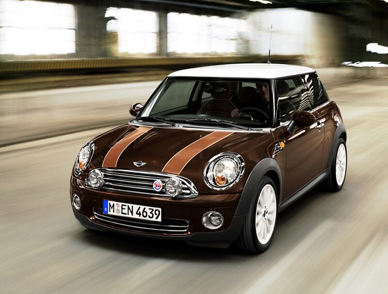 Brown MINI Cooper in motion