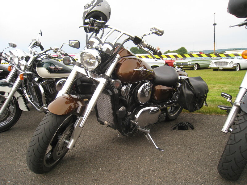 Brown Motorcycle in Parking Lot