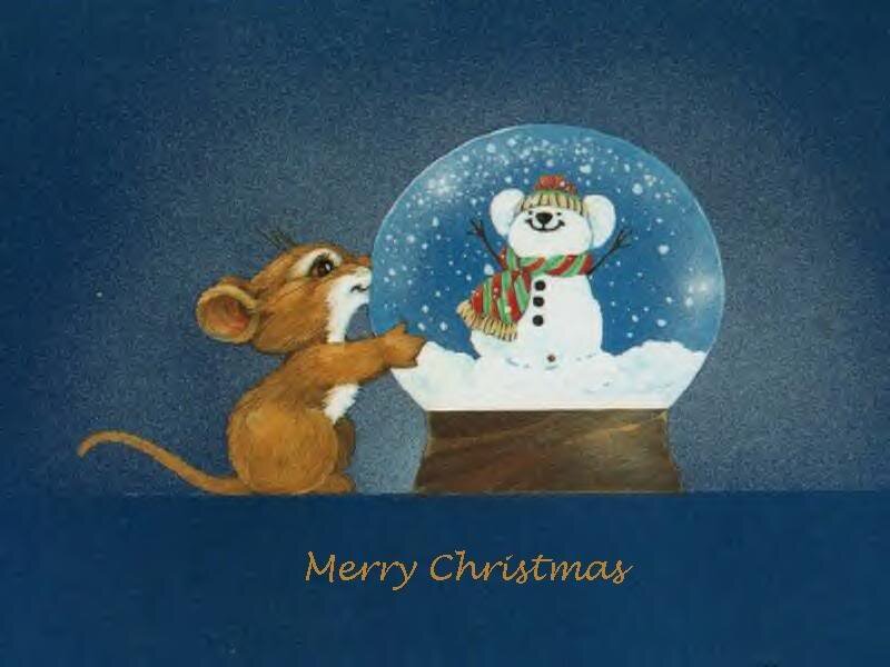 Brown Mouse with Snow Globe