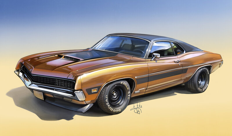 Brown Muscle Car — Dramatic, Afternoon