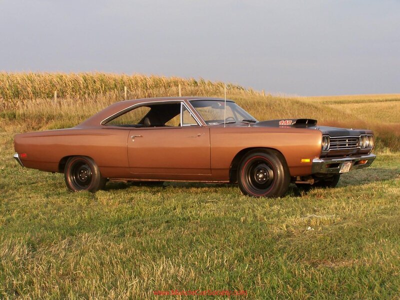 Brown muscle car in field
