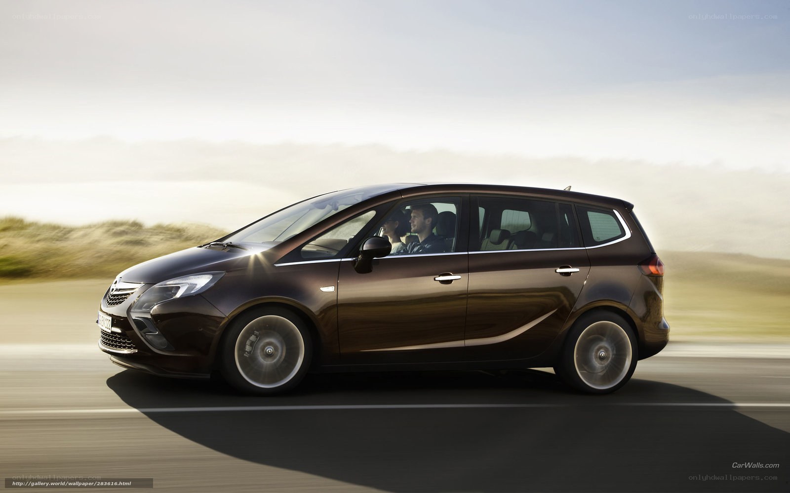 brown opel zafira in motion