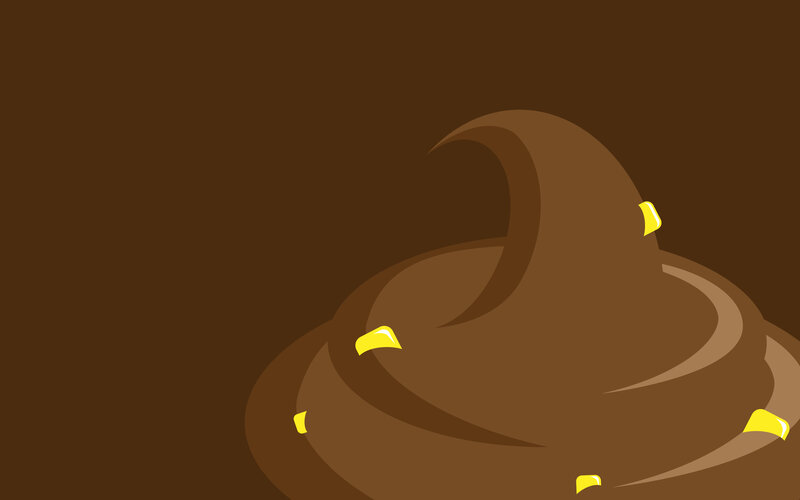 brown poop with gold pieces