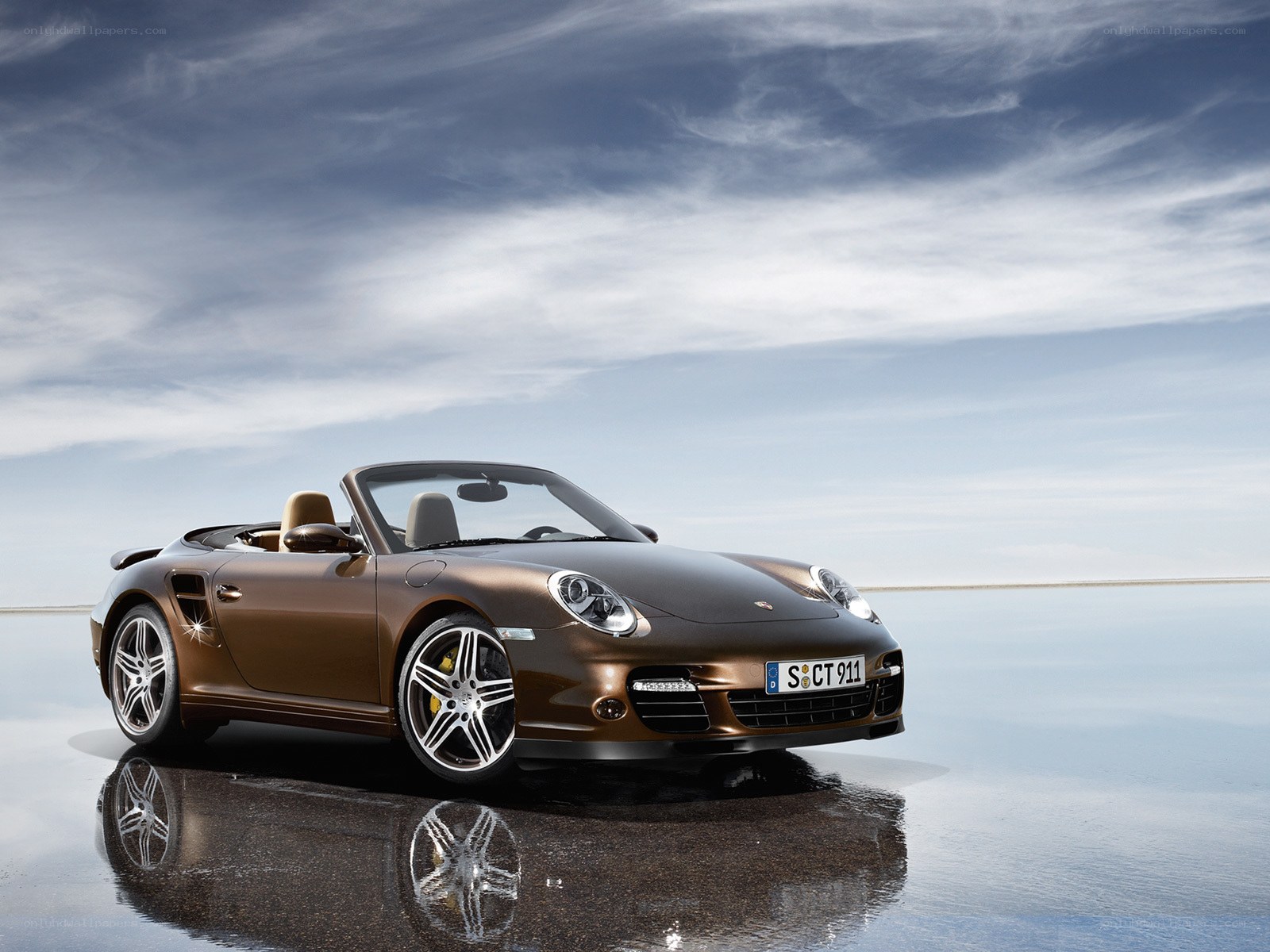 Brown Porsche convertible car