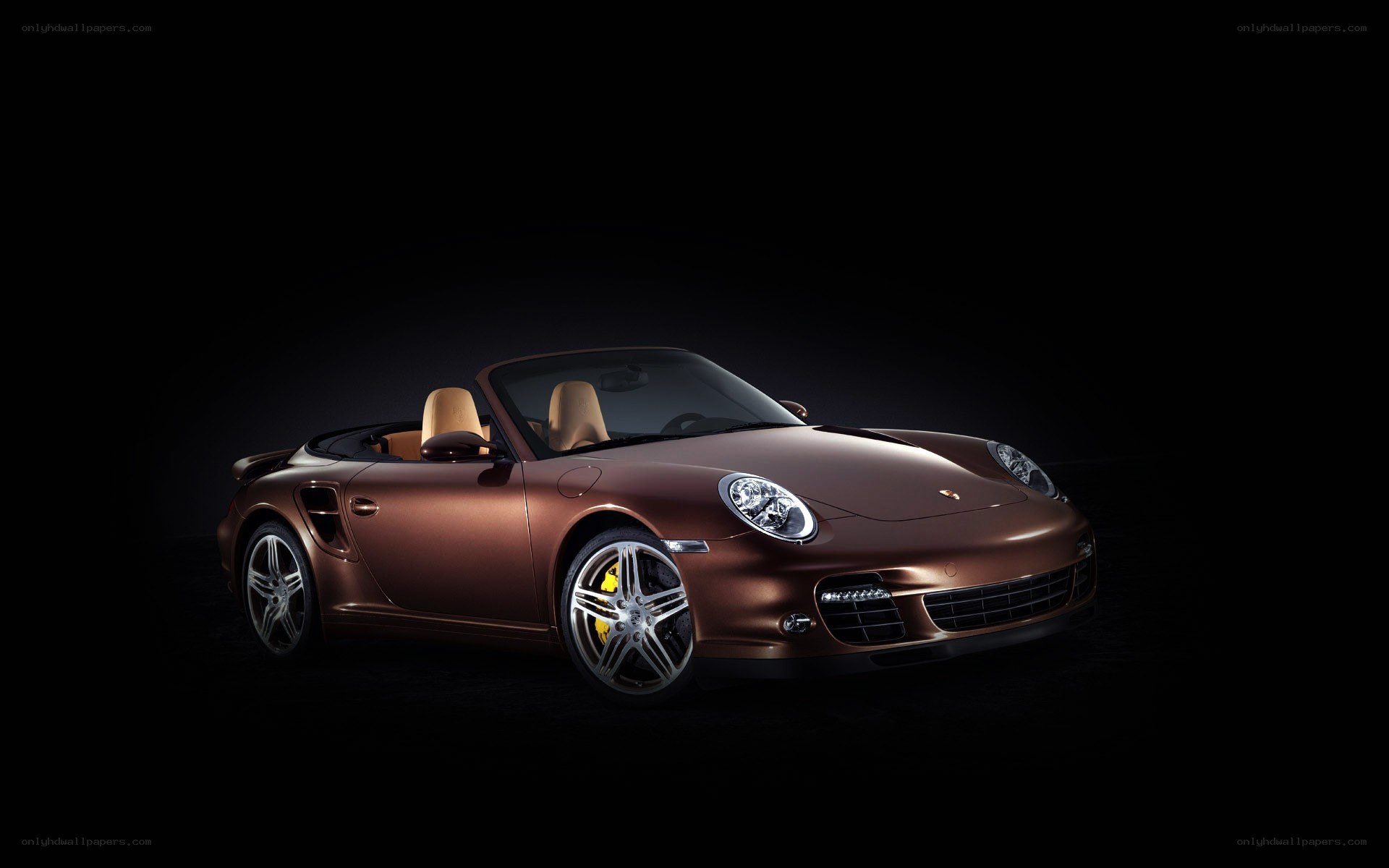 Brown Porsche convertible car