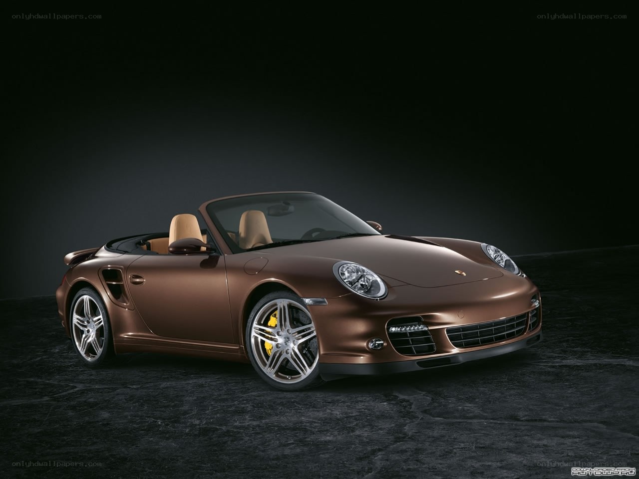 brown porsche convertible