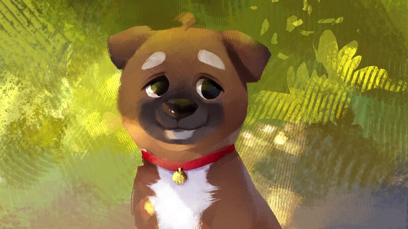 Brown Puppy with Red Collar