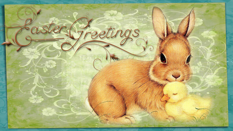 Brown Rabbit with Duckling