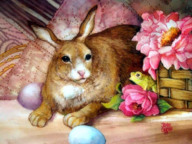 Brown Rabbit with Eggs — Pink