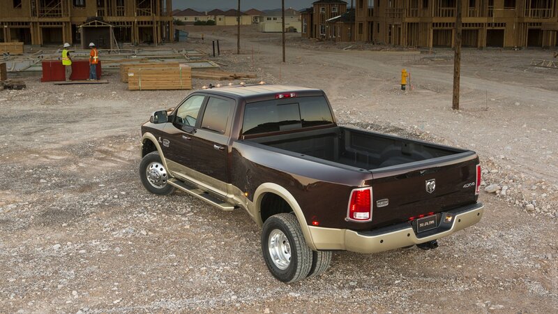 Brown Ram pickup at construction site