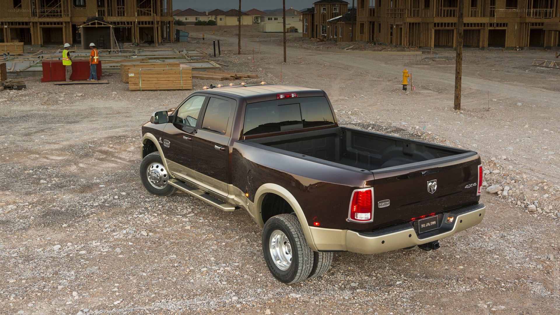 Brown Ram pickup at construction site