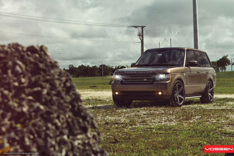 Brown Range Rover in field
