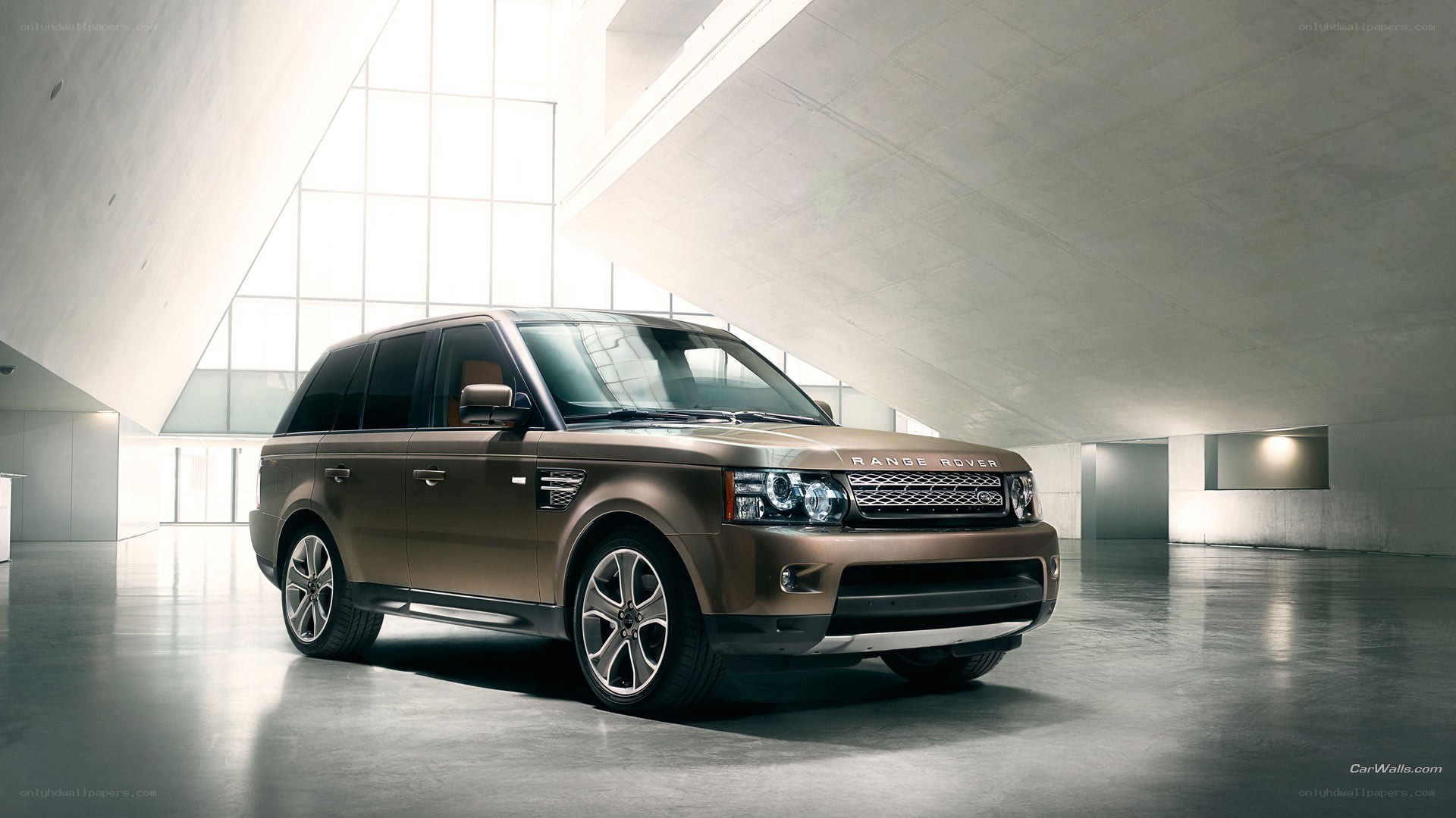 Brown Range Rover in modern space
