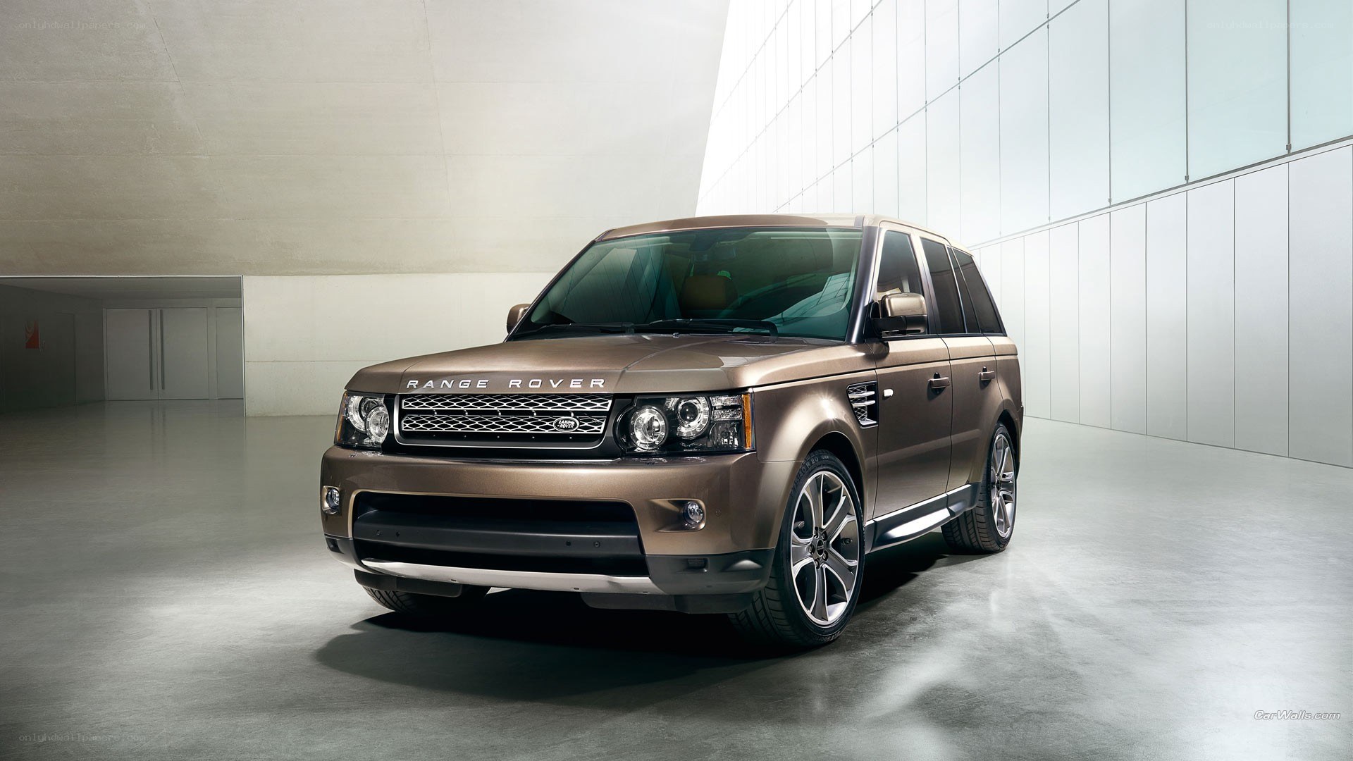 Brown Range Rover in showroom
