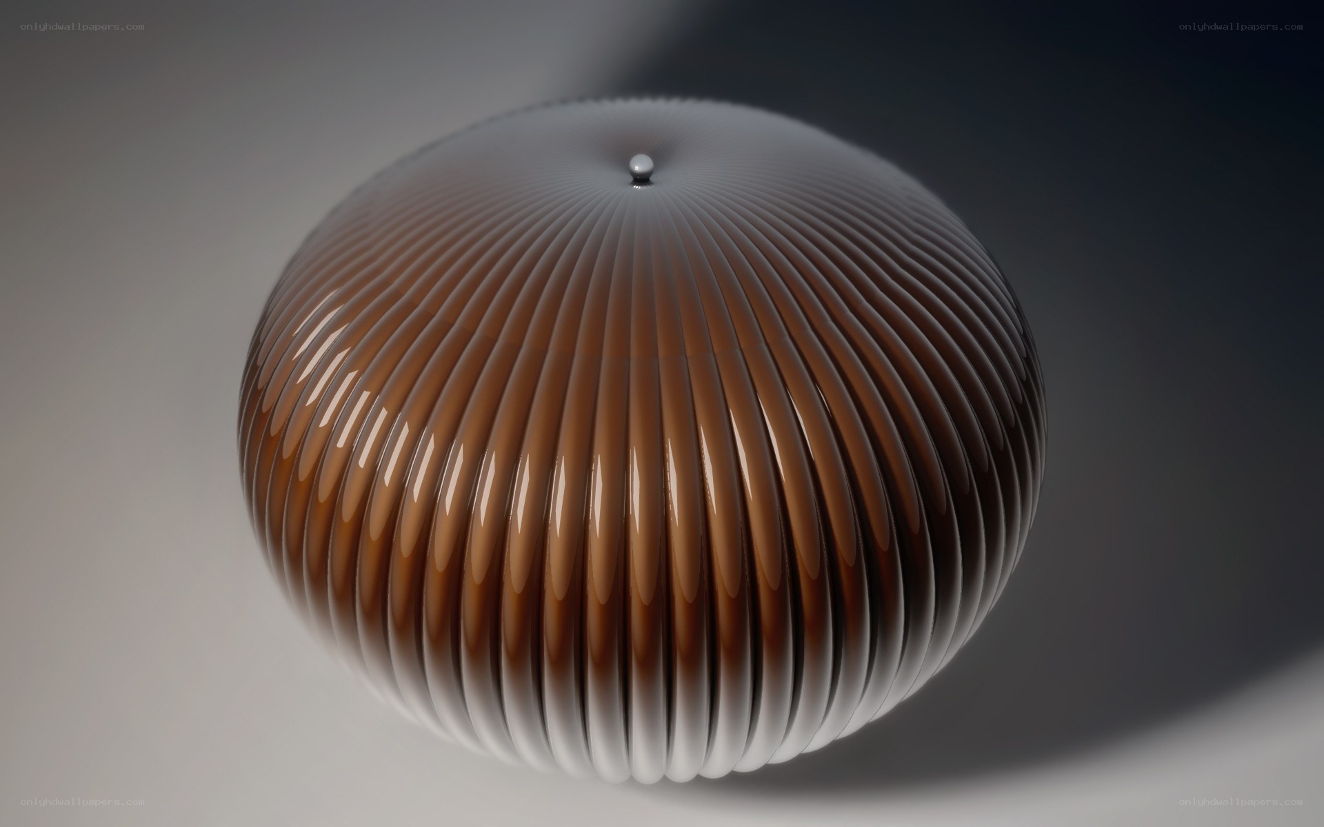 Brown ribbed sphere object