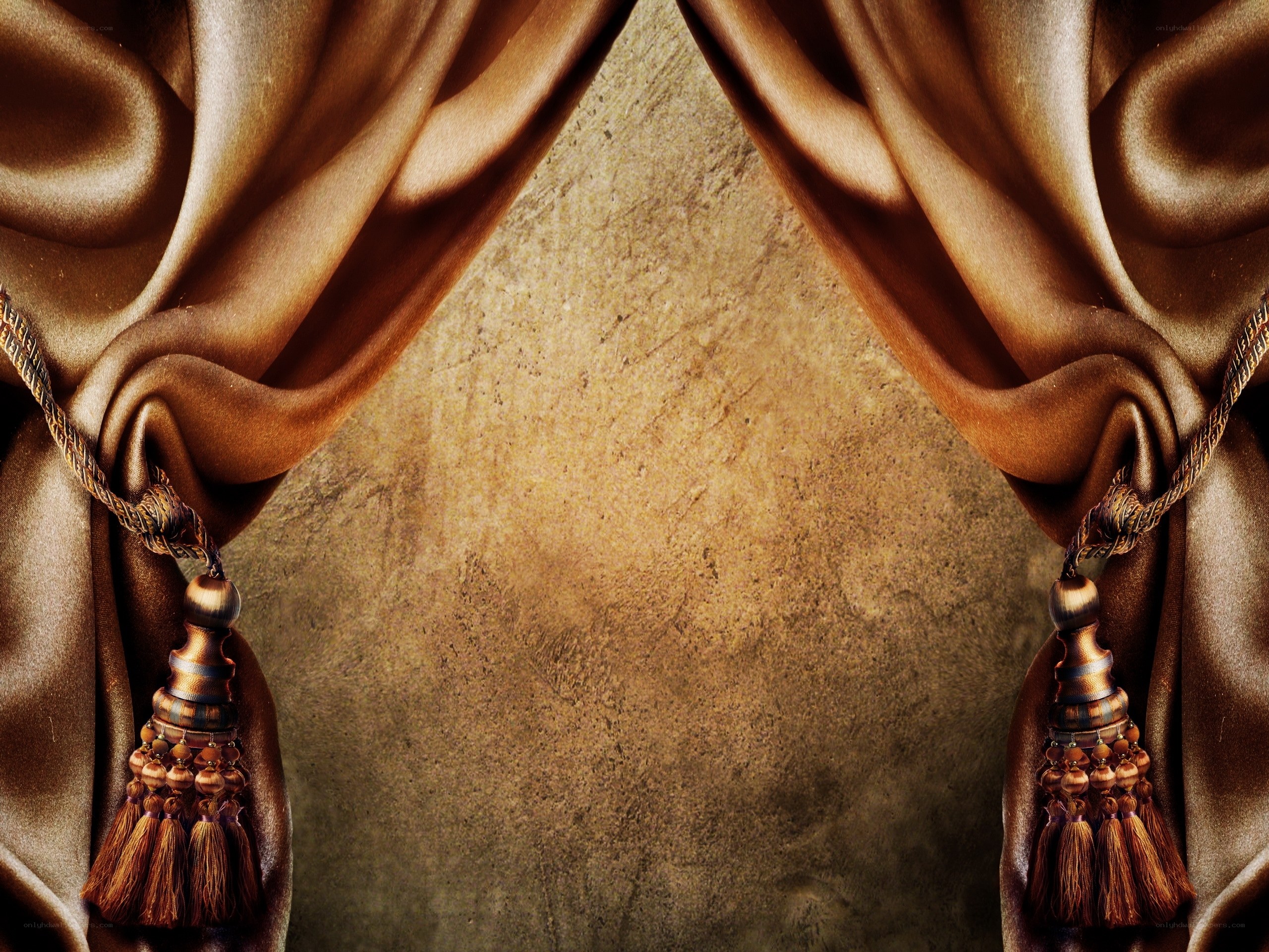 brown satin curtains