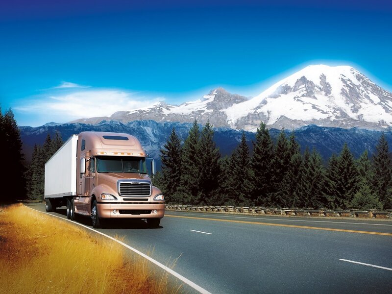 Brown Semi-truck — Blue