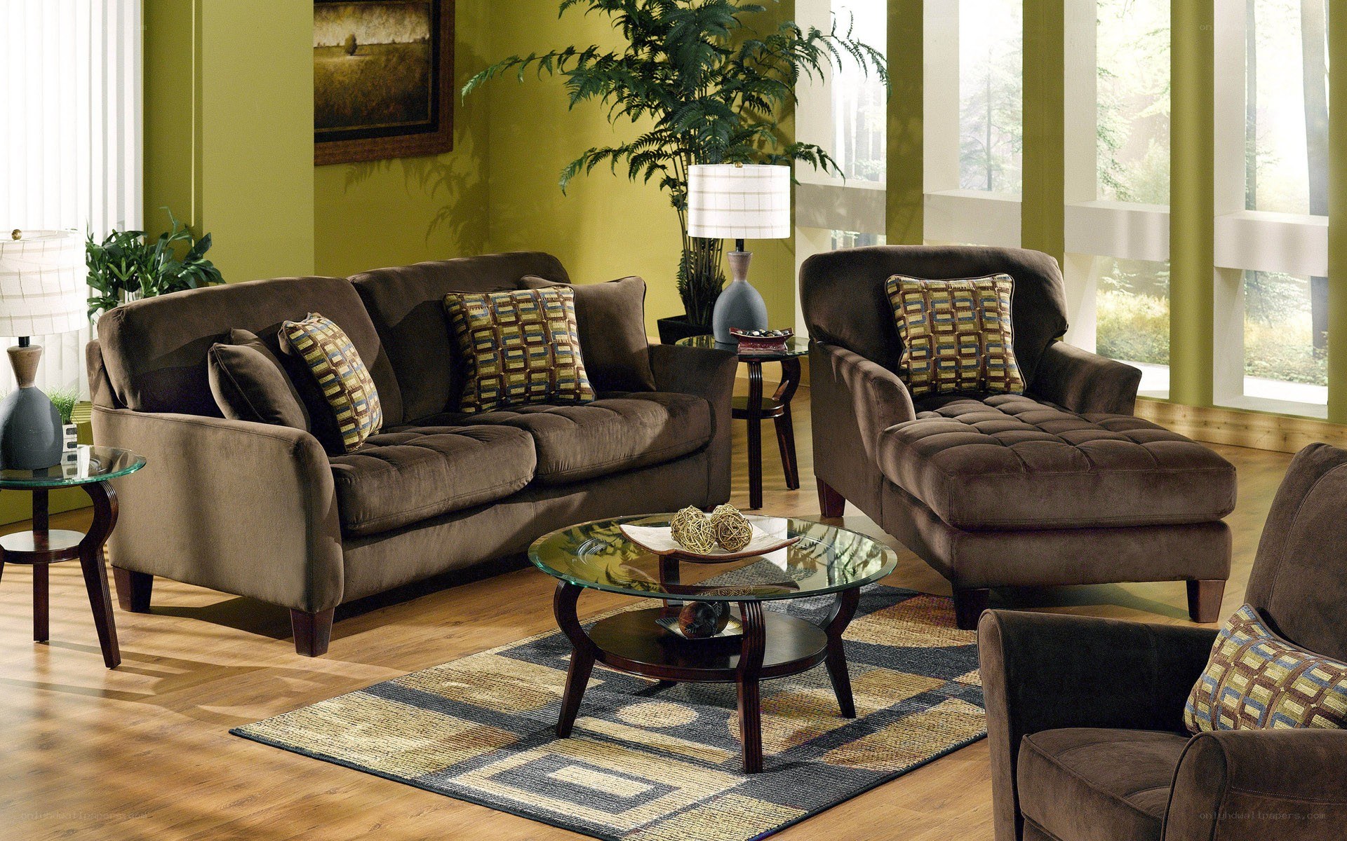 Brown sofa set in living room