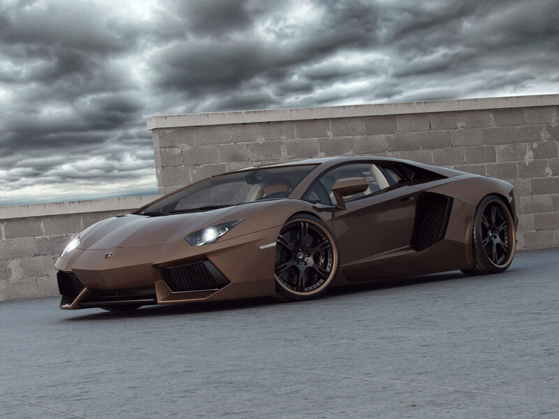 Brown Sports Car — Dramatic, 3d Render, Wall, Sky