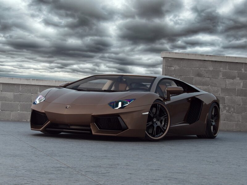 Brown Sports Car — Dramatic, 3d Render, Wall