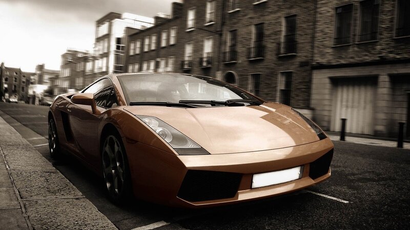 Brown Sports Car — Dramatic, Photograph, Building, Street