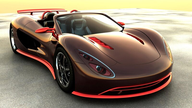 Brown Sports Car — Dramatic, Sunset