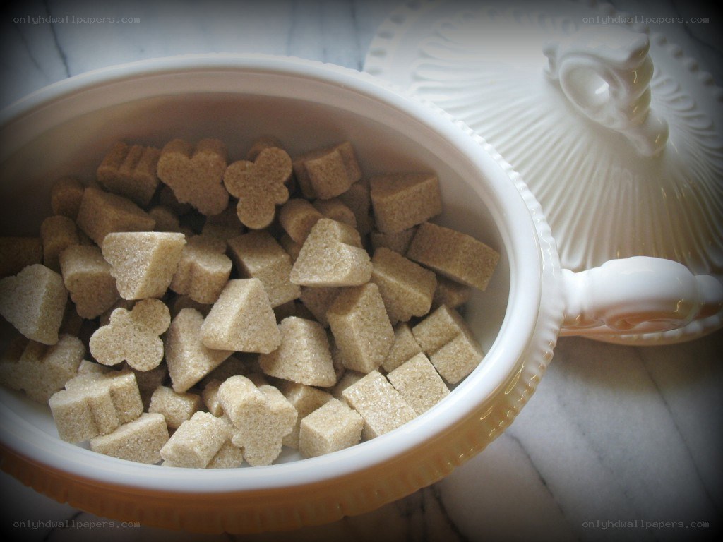 brown sugar cubes in a dish