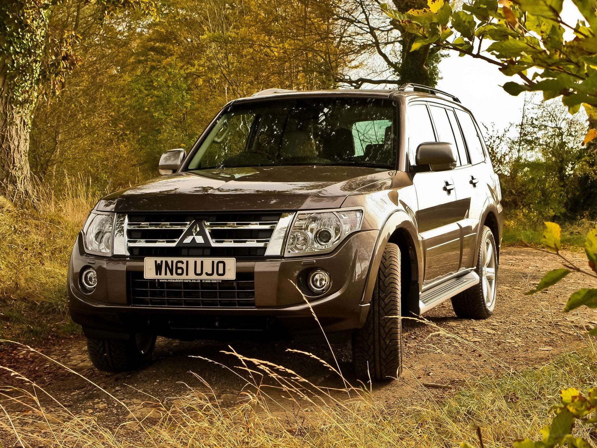 Brown SUV on a dirt road