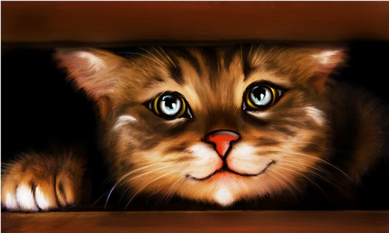Brown Tabby Cat — Curious, Digital Art