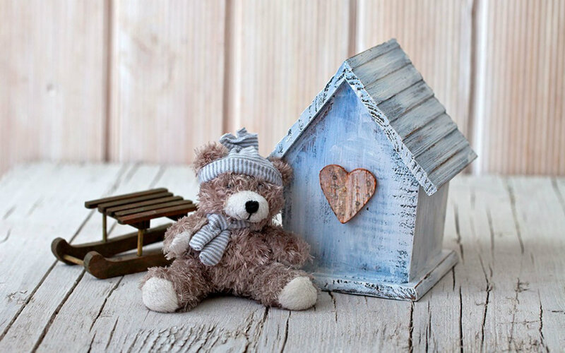 Brown Teddy Bear — Blue, Calm