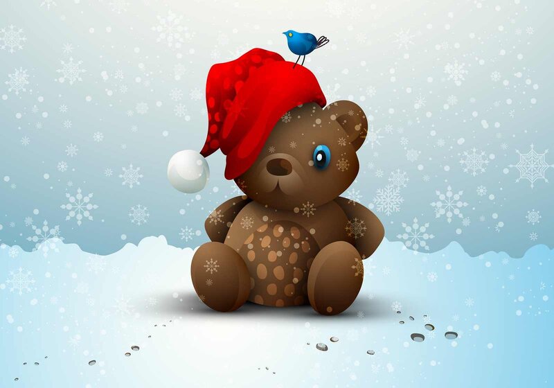 Brown Teddy Bear — Festive, Winter