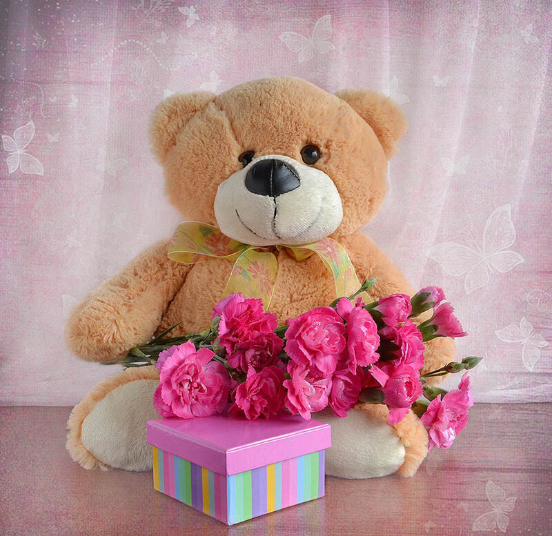 Brown Teddy Bear — Pink
