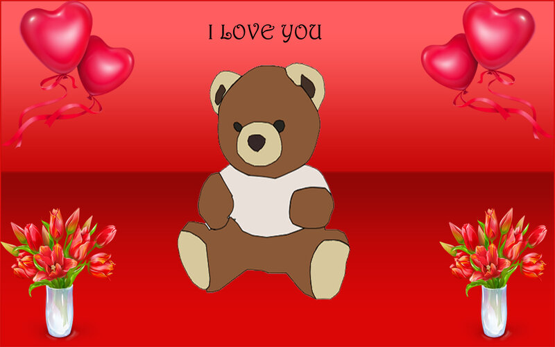 Brown Teddy Bear — Red, Romantic