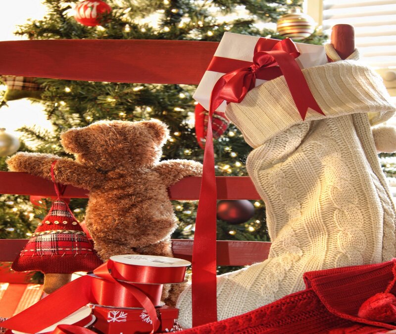 Brown Teddy Bear — Red