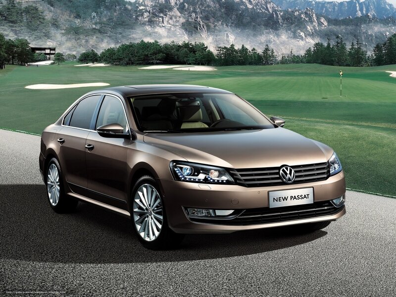 Brown Volkswagen Passat on golf course