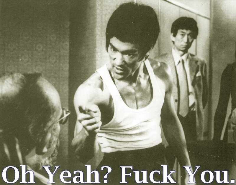 Bruce Lee confronts opponent