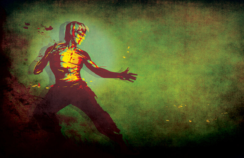 Bruce Lee in action pose