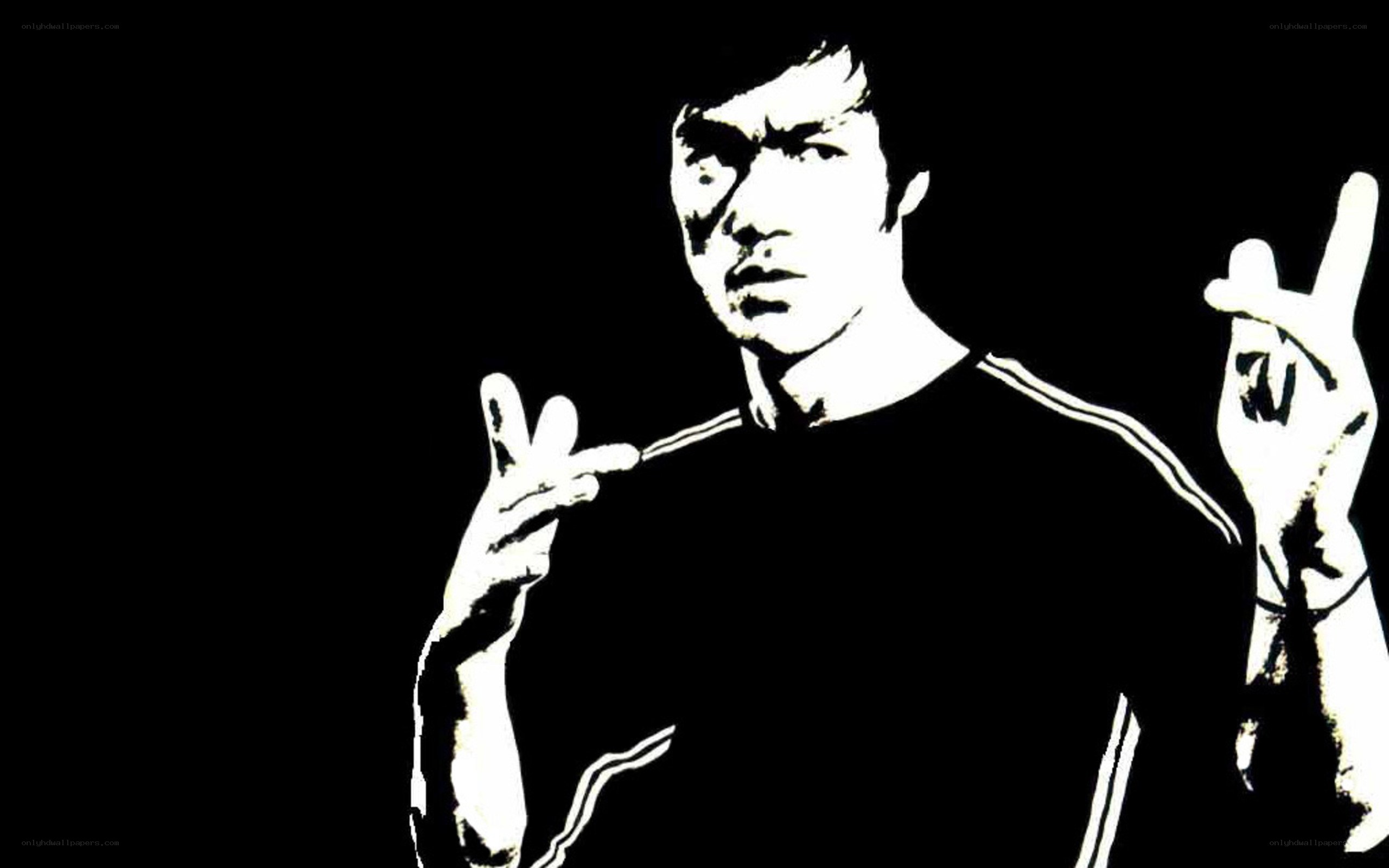Bruce Lee in black and white